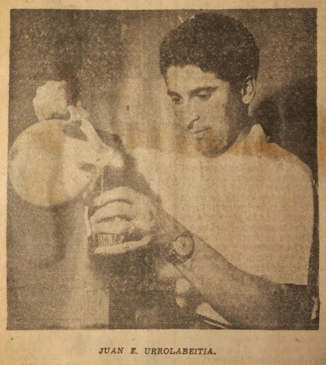 Juan Eulogio Urriolabeitia, jugador de fútbol del Deportivo Cali, Colombia, en el año 1961
