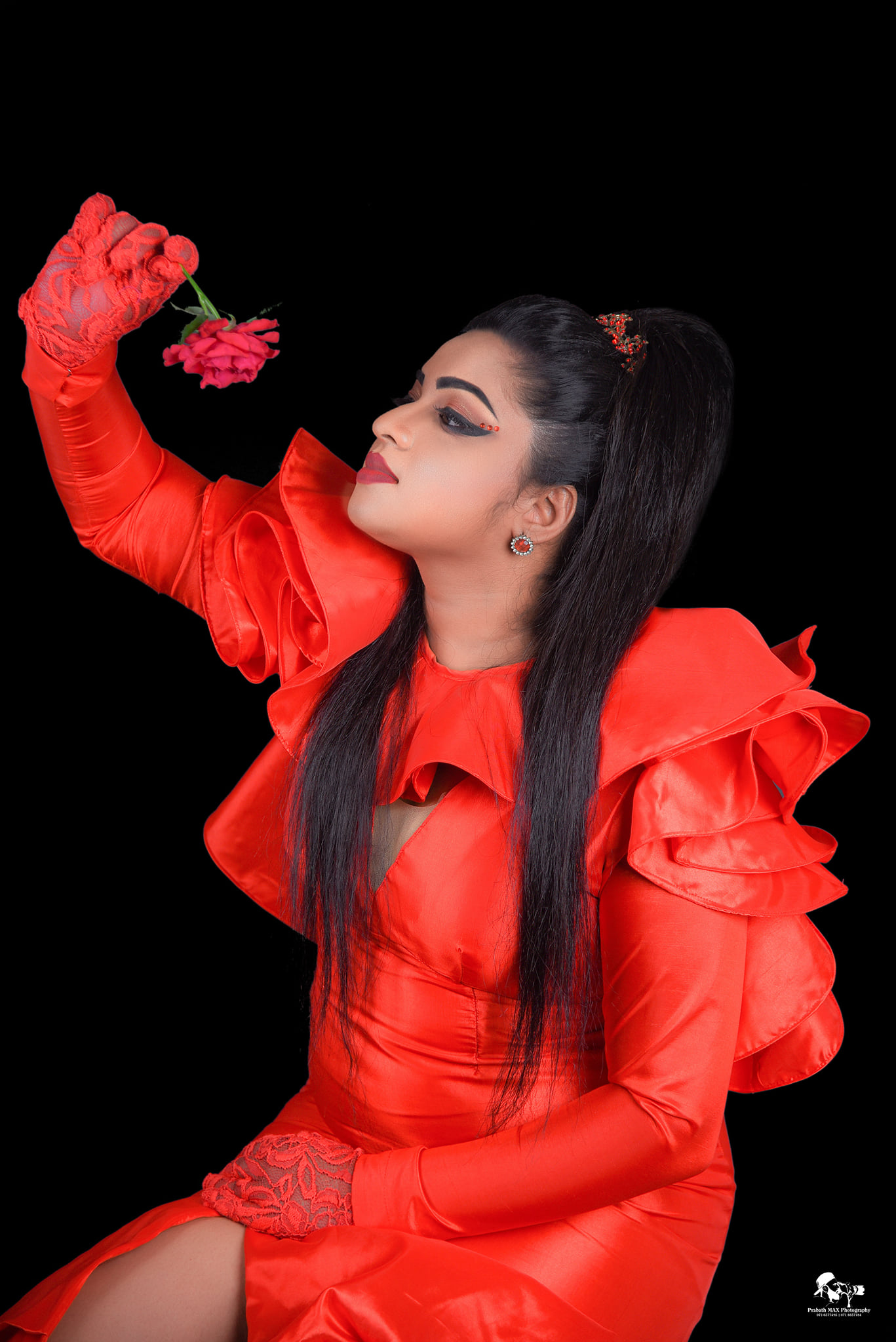 hot model in red dress Piyumi Madhubhashani PrabathMaxPhotography
