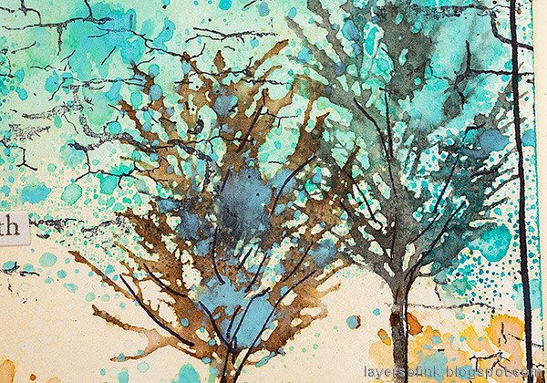 Layers of ink - Walk Art Journal Page Tutorial by Anna-Karin Evaldsson. Simon Says Stamp All Seasons Tree.