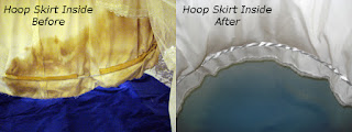 Moldy Amelia Casablanca petticoat cleaned at Janet Davis Cleaners before and after cleaning