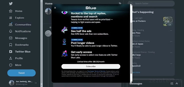 كيفية التسجيل في Twitter Blue على متصفح الويب