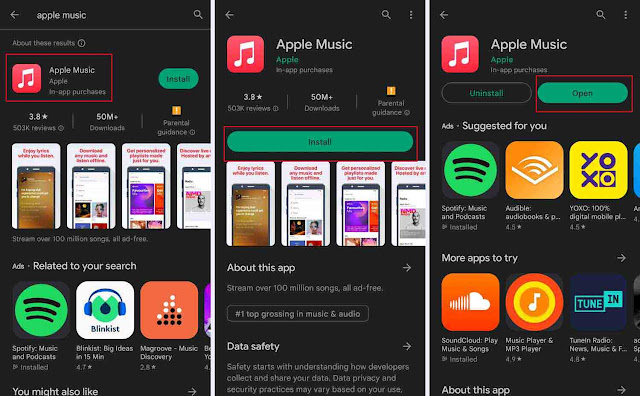 إنشاء معرف Apple باستخدام تطبيق Apple Music على Android