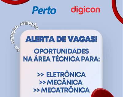 Digicon e Perto selecionam para vagas técnicas em Gravataí