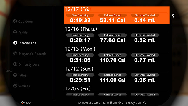 Ring Fit Adventure Exercise Log Week World 55 Fitness Master Lv. 313