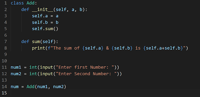 Python program to add two numbers using class