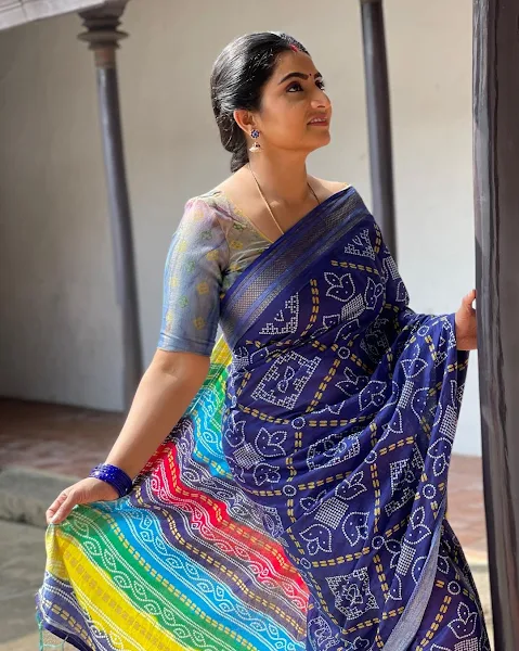 actress Sujitha Dhanush wearing in celebration saree - cineglams.com