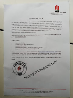 Lowongan Kerja PT Eagle Indo Pharma (PT Cap Lang)