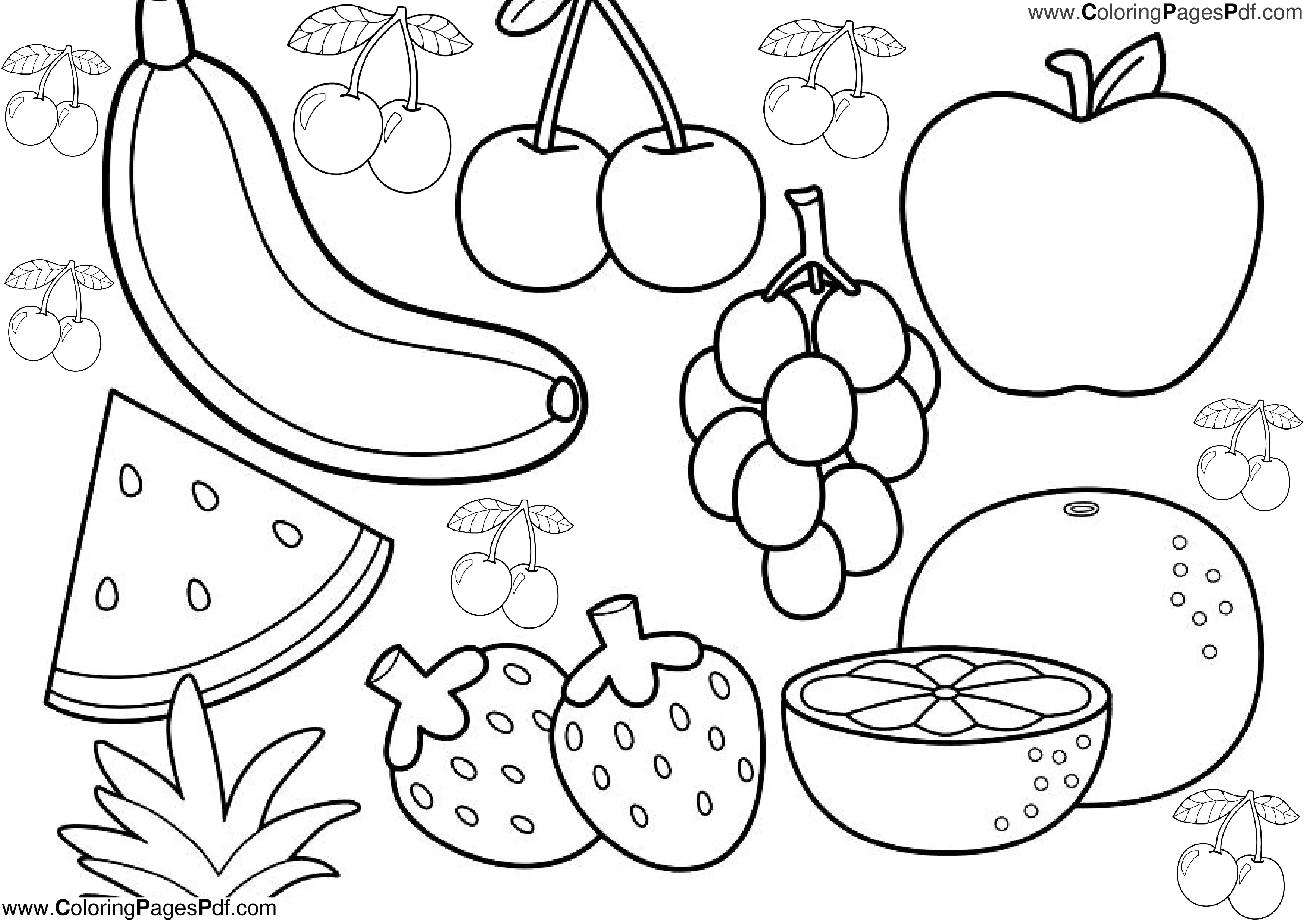 Top fruit coloring pages