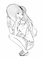 Barbie with big hat coloring page