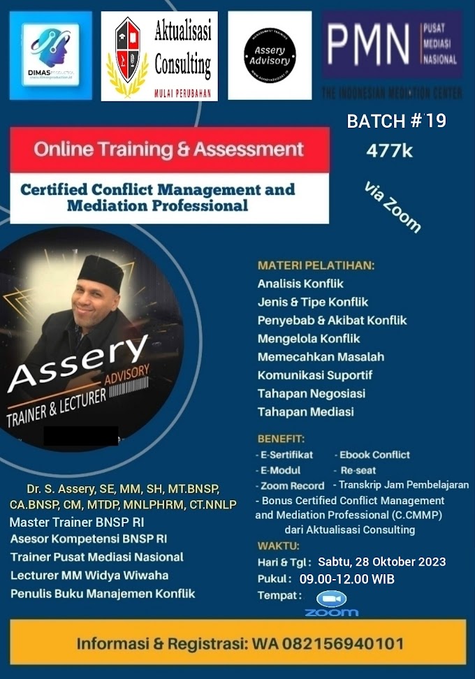 WA.0821-5694-0101 | Certified Conflict Management and Mediation Professional (C.CMMP) 28 Oktober 2023