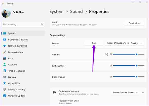 قم بزيادة جودة الصوت في Windows 11