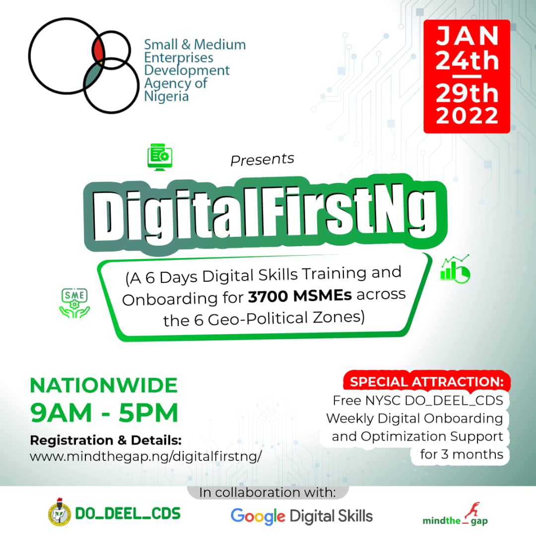 The Small and Medium Enterprises Development Agency (SMEDAN) Presents A 6 Days Digital Skills Training and Onboarding for 3700 MSMEs