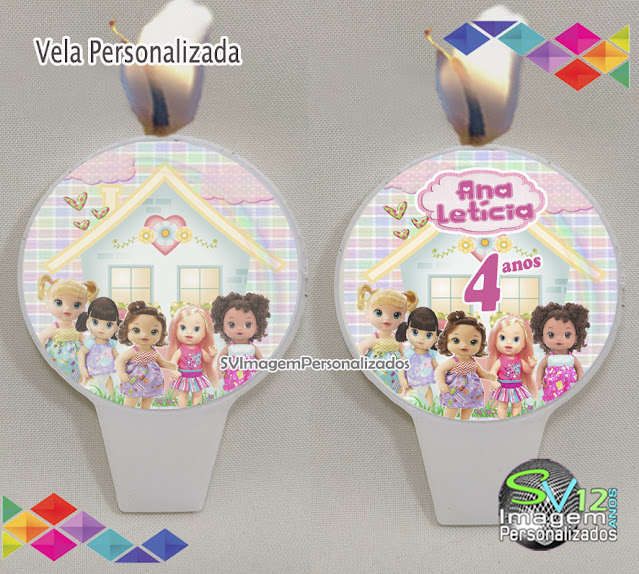 Bonecas Baby Alive dicas e ideias para decoração de festa personalizados Vela Personalizada