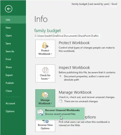 حفظ ومشاركة المصنفات | اكسيل 2016 Microsoft Excel