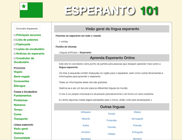 Site para começar a aprender Esperanto online grátis