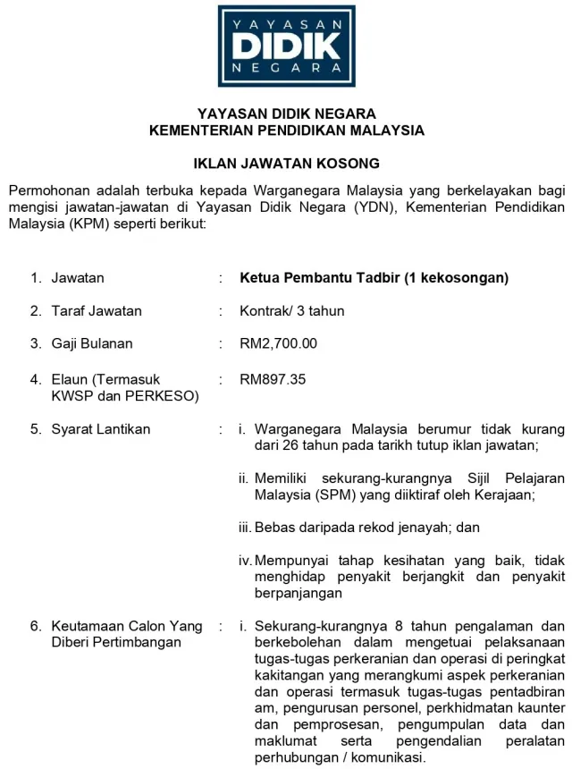 Jawatan Kosong Kementerian Pendidikan Malaysia (KPM) 2021