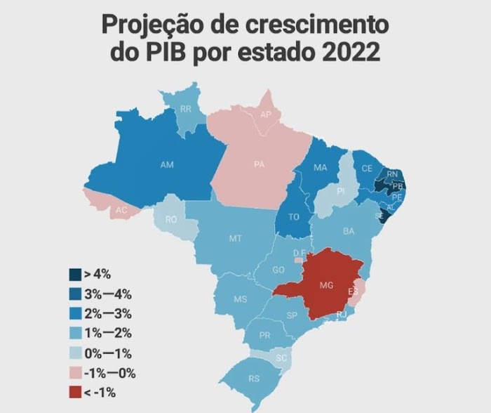 Paraíba lidera projeção do PIB para 2022 no país