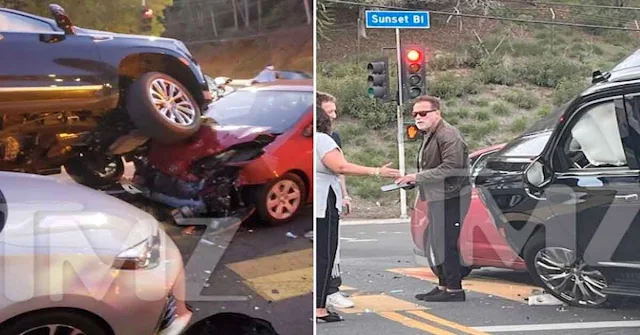 Arnold Schwarzenegger envuelto en un accidente múltiple muy violento