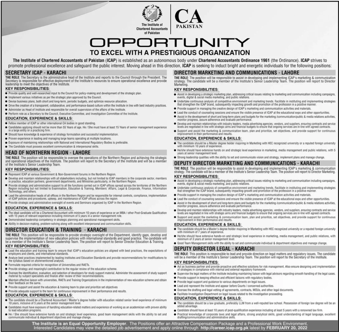 Institute of Chartered Accountants of Pakistan (ICAP) Jobs 2022 | Latest Job in Pakistan