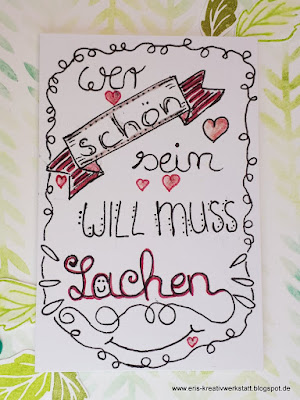 Handlettering-Schriftzug mit Schablonen "Schmetterlinge und Blumen" Stampin' Up! www.eris-kreativwerkstatt.blogspot.de
