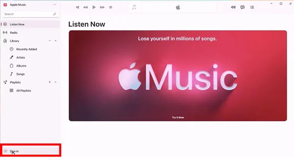 قم بتسجيل الدخول إلى حساب Apple Music الخاص بك