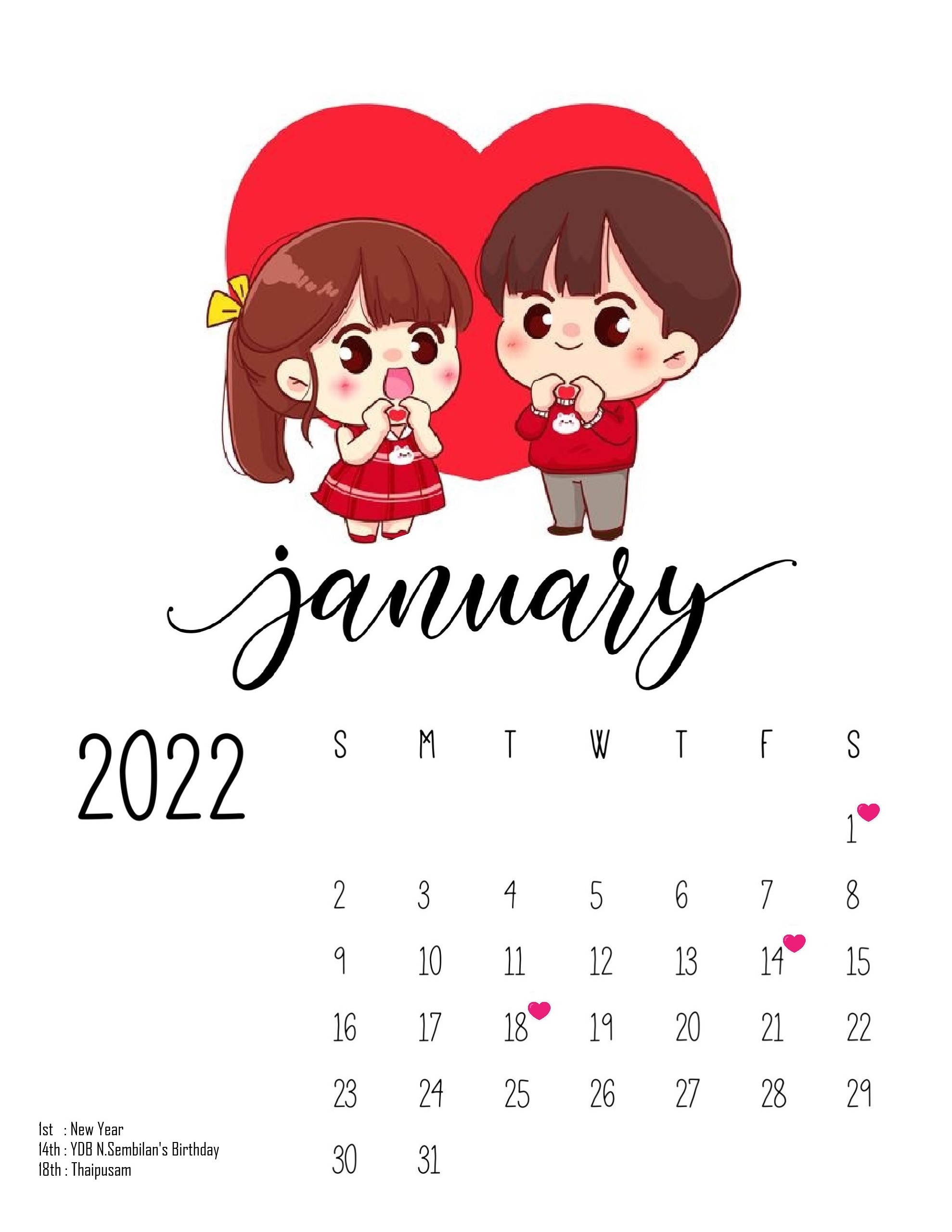 Kalendar 2022 : Cute Couple