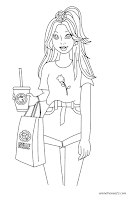 Belle on shopping trip coloring page