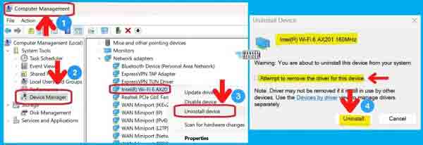 مشكلة عدم العثور على Wi-Fi في Windows 11 عن طريق إزالة محول Wi-Fi