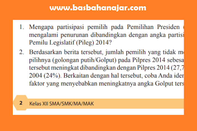 Jawaban PKN Kelas 12 Halaman 2, 3 Mendagri: Partisipasi Pilpres 70 Persen Sudah Luar Biasa