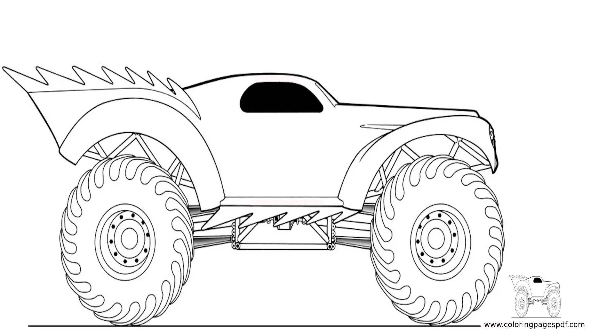 Coloring Pages Of A Monster Truck With Spikes