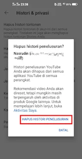 Pilih opsi hapus history pencarian