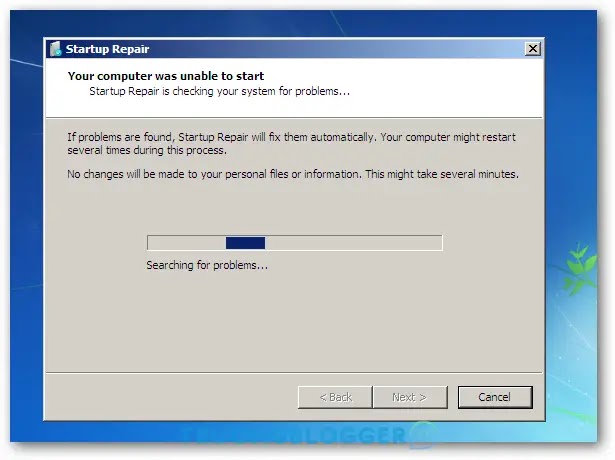 Cách khắc phục lỗi khởi động bằng Startup Repair Windows 7