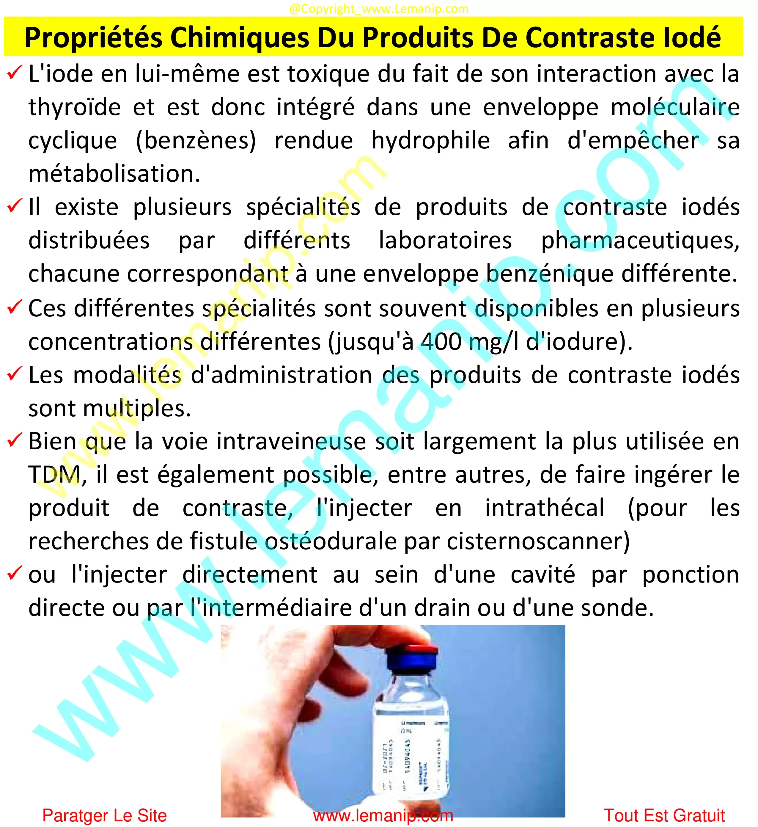 Propriétés Chimiques Du Produits De Contraste Iodé