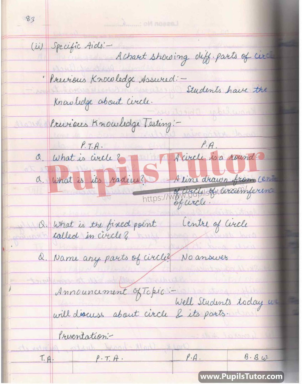 Real School Teaching And Mega Teaching Skill Parts Of A Circle Lesson Plan For B.Ed And Deled In English Free Download PDF And PPT (Power Point Presentation And Slides) – (Page And Image Number 2) – PupilsTutor