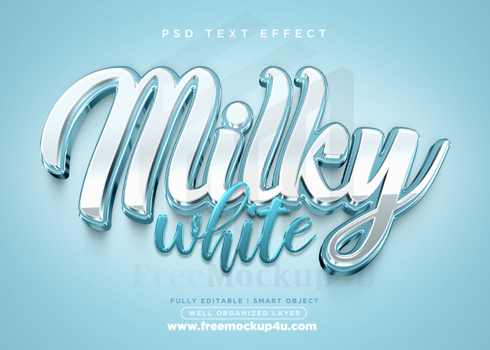 3D Style Milky White Text Effect Psd