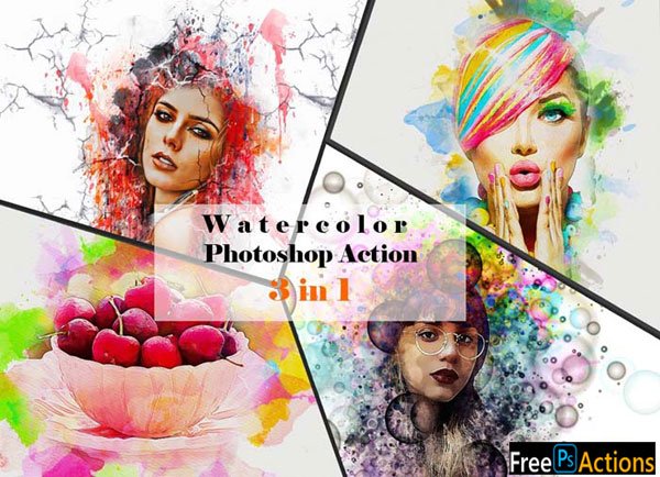 3 IN 1 Watercolor Photoshop Action Free Download