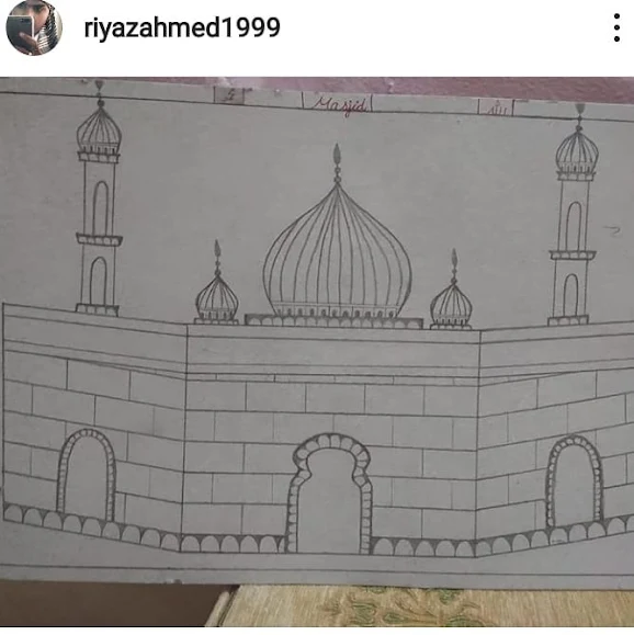 gambar masjid yang mudah untuk anak sd Gambar masjid di selembar kertas
