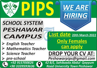 PIPS School System Jobs 2022 in Peshawar Campus
