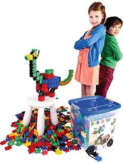 Clics Basic Set of 750 Pieces, Construction Toys for 3 Year Old, 25 in 1 rollerbox of Blocks to Learn Shapes and Colors, Educational STEM Toys. No BPA, PVC. Dishwasher Safe, Recycled Plastic