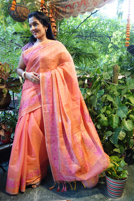 Silk Linen saree.