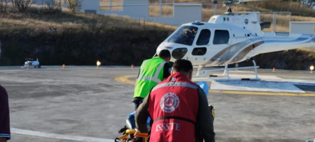 Bebé grave. SSP la trasladó vía aérea de Maravatío a Morelia. 