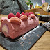 Bûche framboises et son insert aux litchis