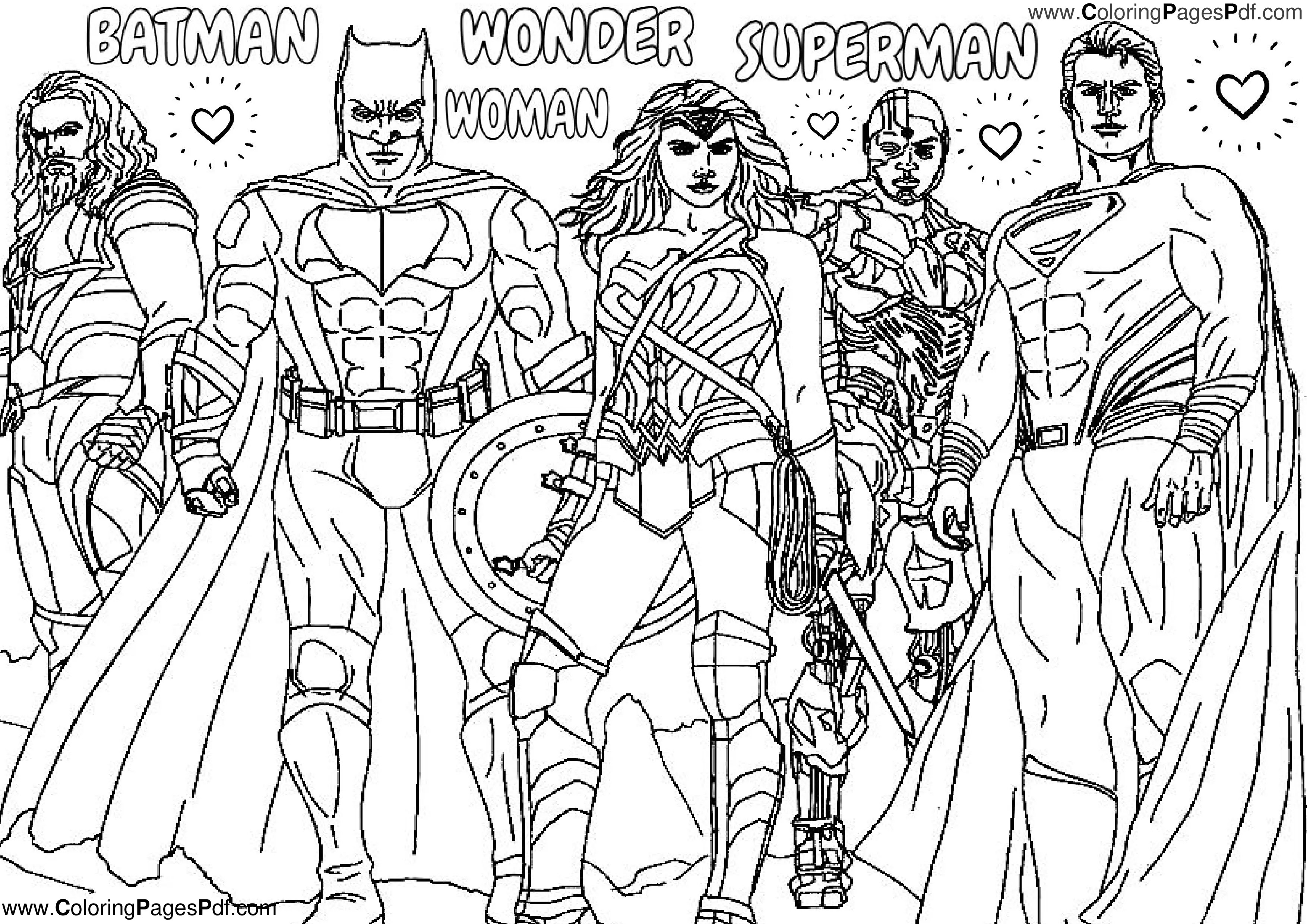 Wonder Woman Superman Batman coloring pages