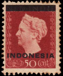 Indonesian Postage Stamp I-1 Queen Wilhelmina 50 cents 1949