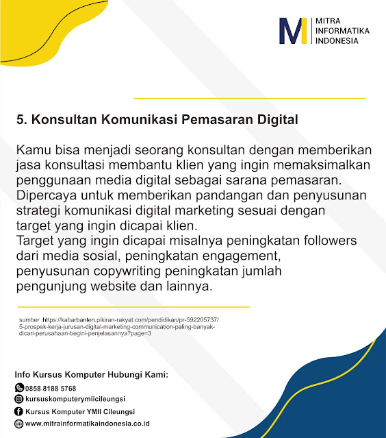 Pengertian Digital Marketing dan Jenisnya - Tutorial Digital Marketing di Kursus Komputer YMII Cileungsi