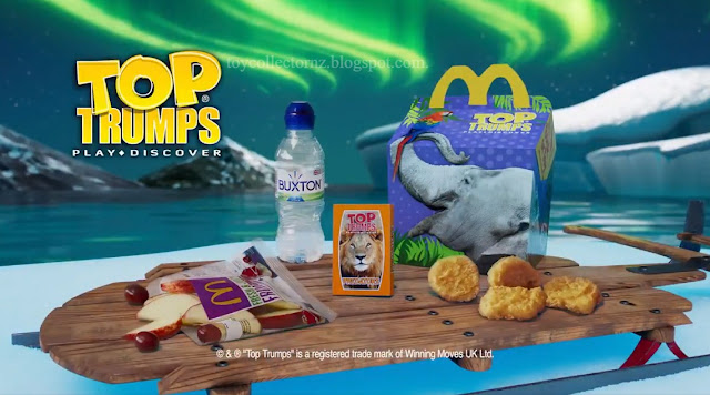 McDonalds Top Trumps Happy Meal Toys 2021 UK Promotion showing card pack and happy meal box