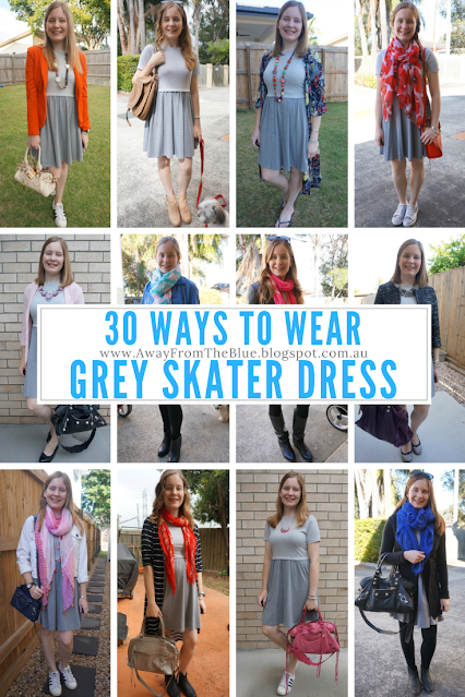 30 ways to style grey skater dress 30 wears challenge | awayfromblue