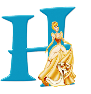 Abecedario Azul con Cenicienta con Vestido de Fiesta Amarillo.