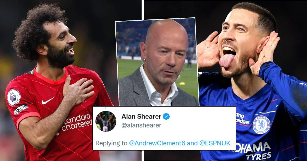 Chelsea fan claims Hazard is better than Salah - Alan Shearer's reaction to opinion says it all