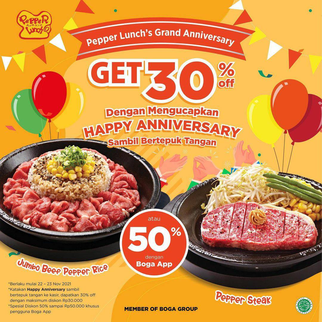 Promo Pepper Lunch Grand Anniversary Discount 30% Off